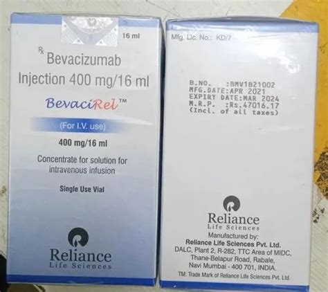 Reliance Life Sciences Pvt Ltd Bevacirel 400 Mg Bevacizumab Injection