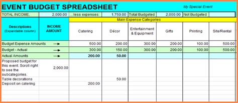 10 Event Budget Spreadsheet Template Excel Spreadsheets