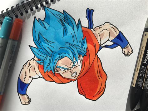 My Drawing Of Goku Blue Rdbz