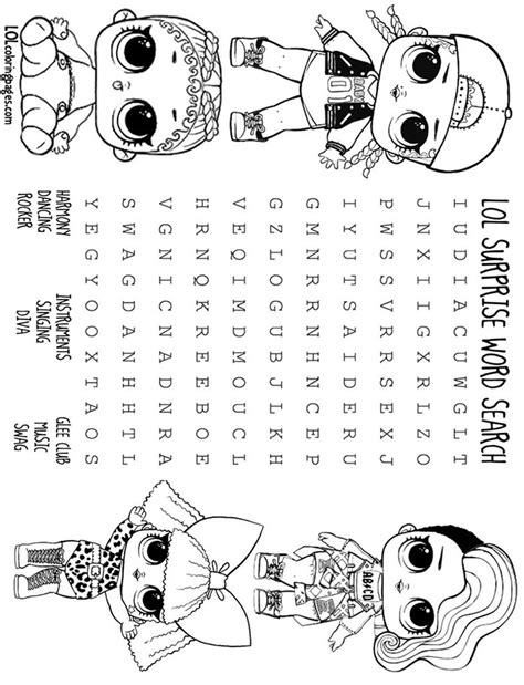 Glee Club Lol Doll Word Search 01 Lol Surprise Doll Coloring Pages