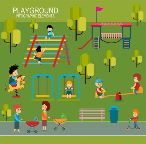 Children Playground Concept Illustration With Infographic Elements Free