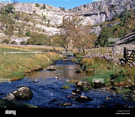 View Of Malham Cove And Beck In The Yorkshire Dales Malham Yorkshire