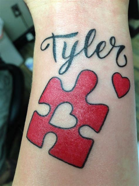 Puzzle pieces tattoos can be used to communicate a message to the community. Piece of my heart..This is what I want ...found it..with a ...