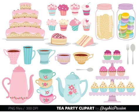 Tea time clipart, Teapot, tea party clipart, Vintage Tea Time Digital Clipart, Tea Party Clipart ...