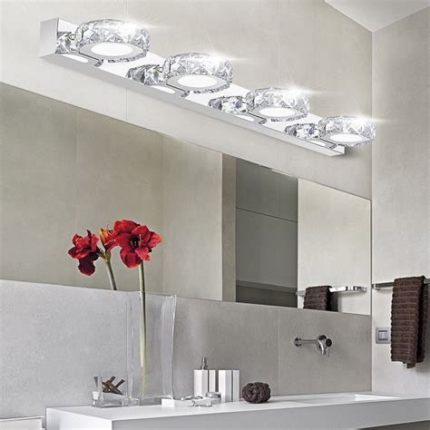 1, 2, 3, 4 light long led bath lighting over mirror crystal wall sconces lightess bathroom vanity lights. Modern K9 Crystal LED Bathroom Make up Mirror Light Cool ...