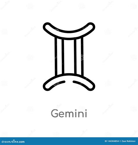 Outline Gemini Vector Icon Isolated Black Simple Line Element
