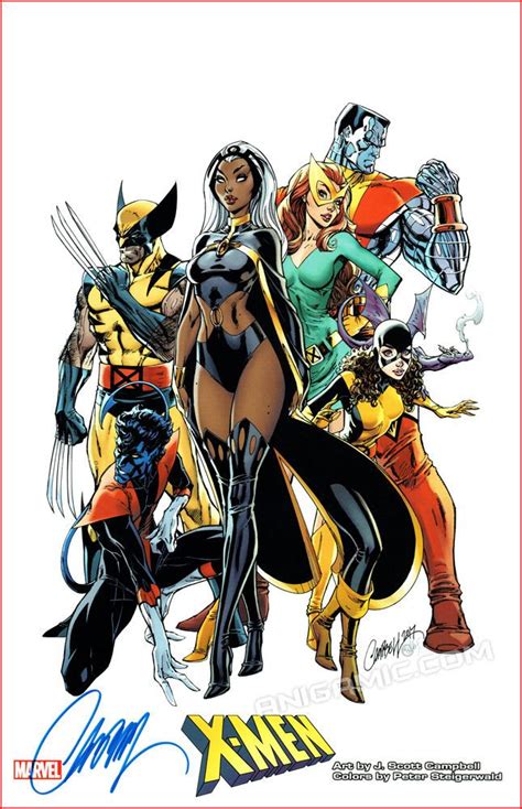 X Men Signed Art Print J Scott Campbell Gold 1 Cover Sdcc Phoenix Wolverine New Ebay J