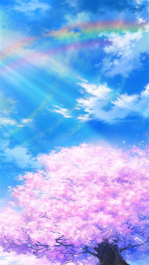 Anime Sky Cloud Spring Art Illustration Iphone 8 Wallpapers Free Download