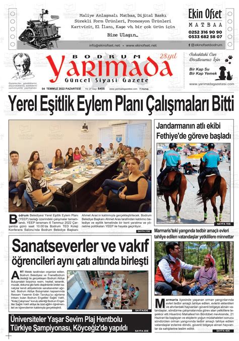 04 Temmuz 2022 tarihli Bodrum Yarimada Gazete Manşetleri