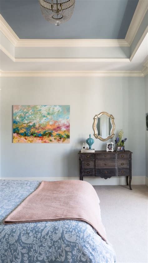 For a lighter blue ceiling, skyscraper, one of california paints' 20th century colors of america, is a good option. Love the painted ceiling! Wall color Glass Slipper, tray ...