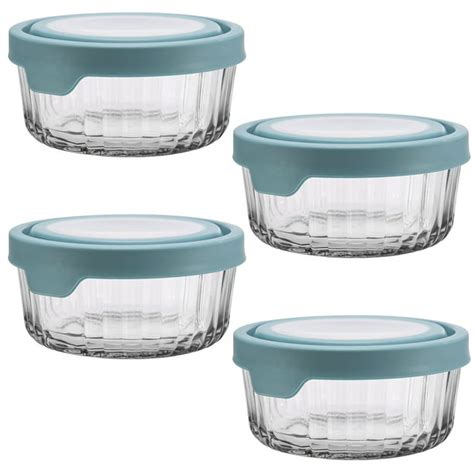 Anchor Hocking8pc 4 Cup Round Glass True Seal Food Storage Containers Lids Set