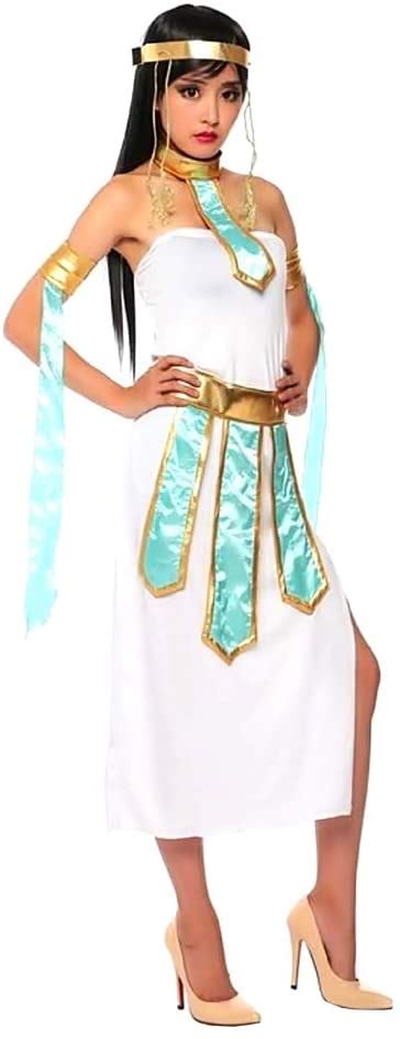 Kiralove Cleopatra Costume Egyptian White Gold Woman Disguises