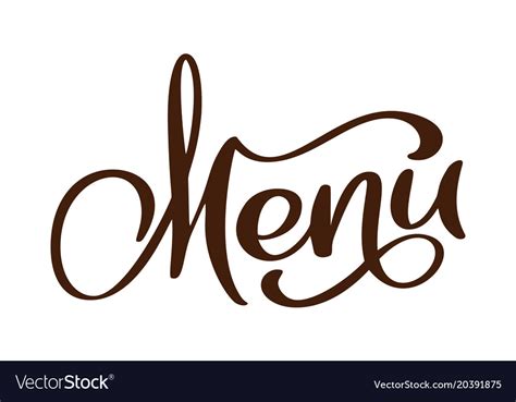 Menu Restaurant Hand Drawn Lettering Phrase Text Vector Image