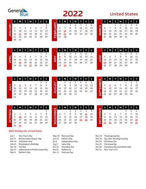 2022 Free Printable Us Calendars Horizontal Printable Calendars Free