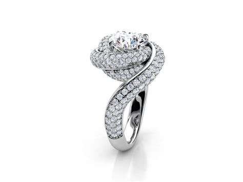 Swirling Halo Engagement Ring Custom Rings Valeria Custom Jewelry