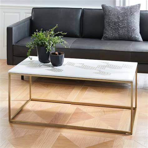 Made in a fair trade certified™ facility. Graphic Marble Inlay Coffee Table - White | west elm