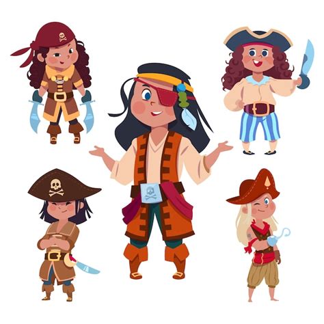 Premium Vector Cartoon Character Girl Pirates Isolated Set
