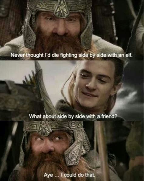 Gimli Never Thought Hed Be Fighting Side By Side With An Elf In Lord