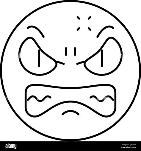 Angry Emoji Line Icon Vector Illustration Stock Vector Image And Art Alamy