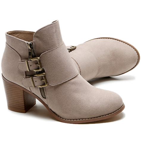 Aukusor Womens Wide Width Ankle Boots Cozy Comfortable Mid Beige
