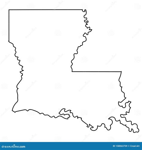 Louisiana Outline Map State Shape Usa America Borders Cartoon Vector