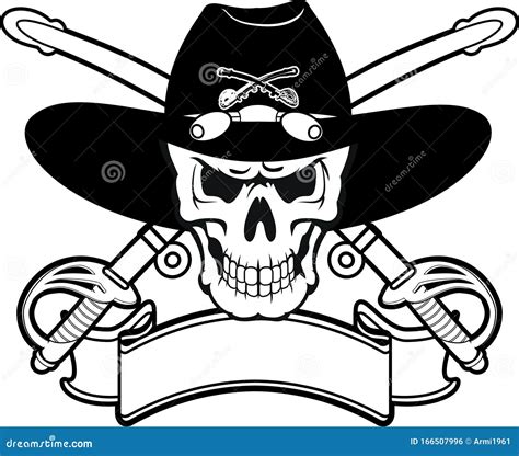 Cavalry Badge With Skull And Crossed Sables Vector Illustration CartoonDealer Com