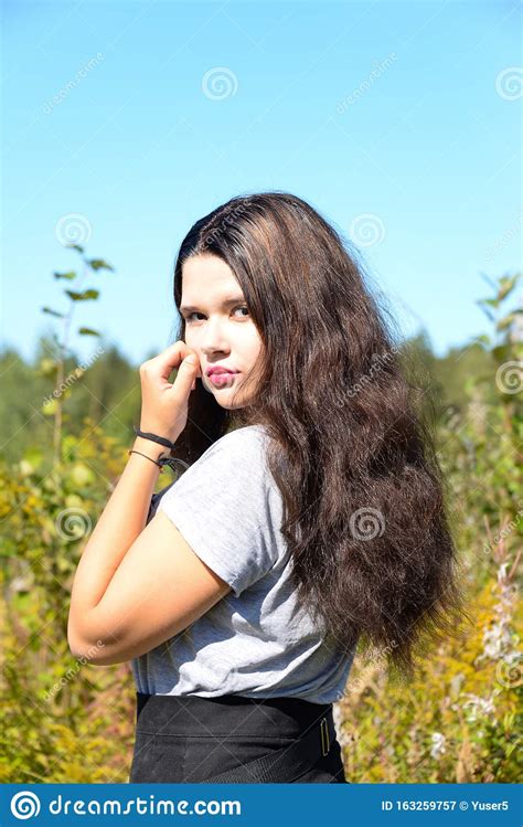 russian brunette teenager girl on the nature stock image image of fashion autumn 163259757