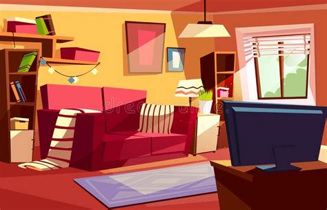 Living Room Interior Vector Cartoon Illustration Stock Vector
