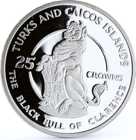 United Kingdom Turks And Caicos 25 Crowns Queen S Beast The Bull Of