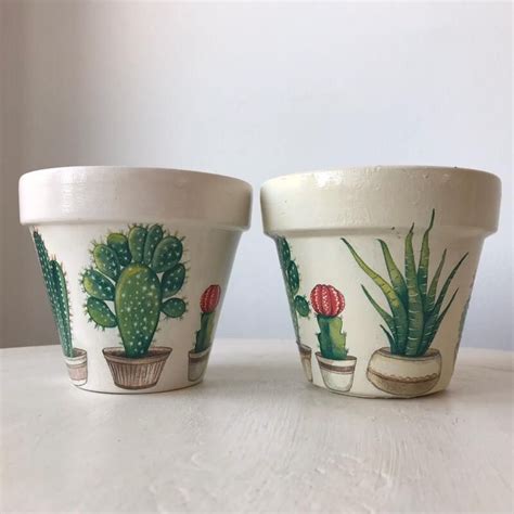 Cactus Terracotta Plant Pot 11cm Set Of 2 Plant Pot Diy Decorated