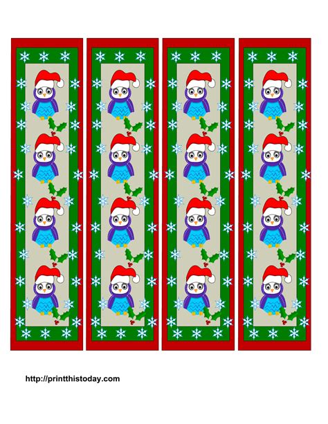 owl christmas printable stationery bookmarks candy