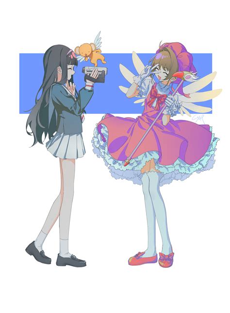 Kinomoto Sakura Kero And Daidouji Tomoyo Cardcaptor Sakura Drawn By Cyue Danbooru