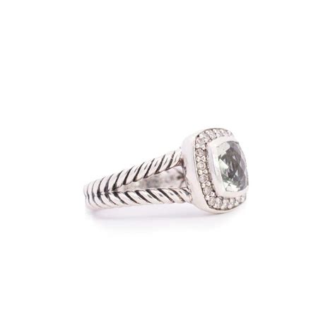 David Yurman Sterling Silver Prasiolite And Diamonds Petite Albion Ring