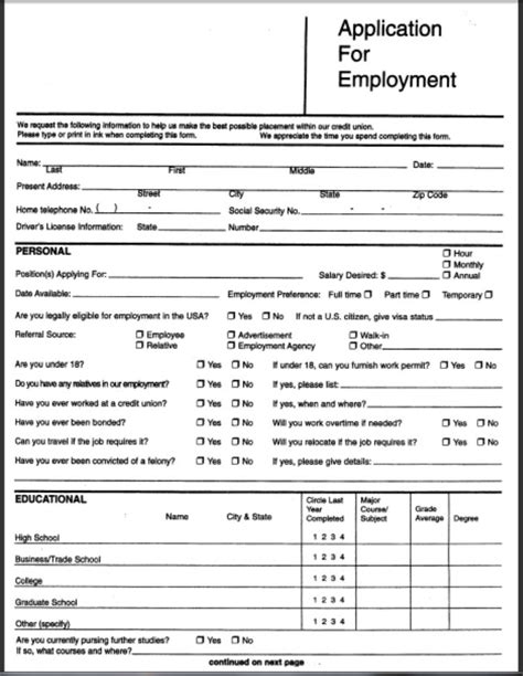 Employment Applications - Free Printable Documents