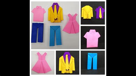 How To Make Origami Mini Clothes Coat Shirt Tie Pant Frock