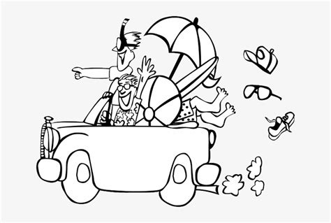 Beach Vacation Clip Art Black And White