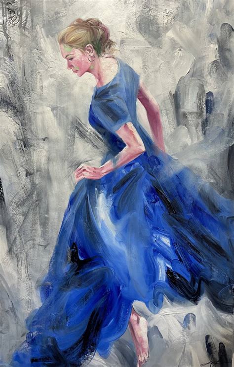 Woman In Blue Dress Painting By Lucille Lee Saatchi Art