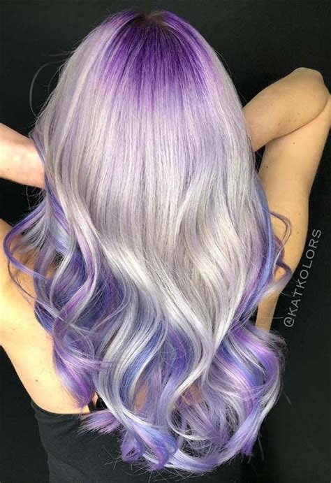 59 Lovely Lavender Hair Color Shades And Dye Tips Long Hair Styles