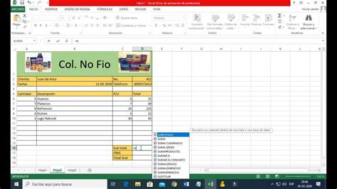 Como Realizar Una Factura Básica En Excel Usando Impuesto Y Formato De