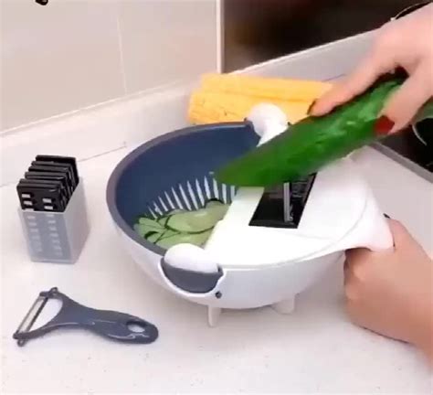 9 In 1 Magic Multifunctional Rotate Vegetable Cutter With Drain Basket