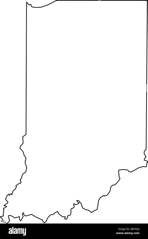 Indiana State Of Usa Solid Black Outline Map Of Country Area Simple