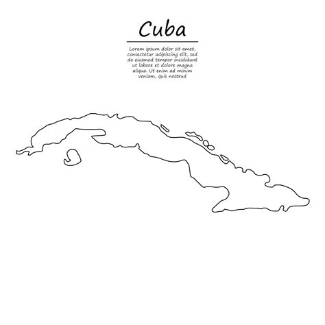 Simple Outline Map Of Cuba Silhouette In Sketch Line Style Vector Art At Vecteezy