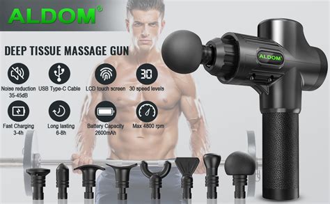 Muscle Massage Gunaldom Massage Gun Deep Tissue 30 Speeds Handheld Electric Massager Lcd Touch