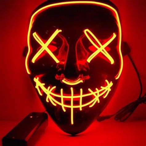 Masque Dhalloween Led Light Up Masque De Purge Pour Festival Cosplay