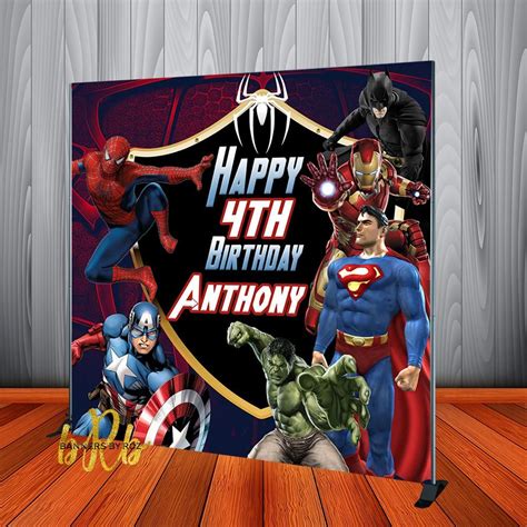 Avengers Super Heroes Birthday Backdrop Personalized Step And Repeat