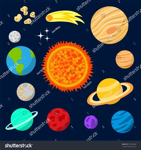 Vector Set Celestial Bodies Planets Solar Stock Vector