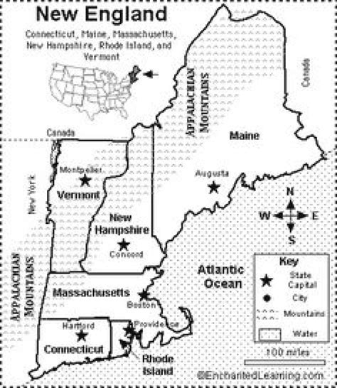 Map Of New England States And Their Capitals Printable Map