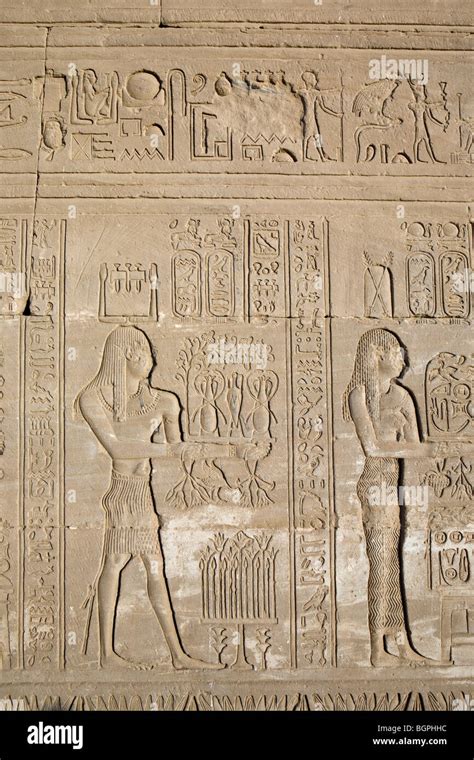 Relief Work At The Ptolemaic Temple Of Hathor At Dendera North Of