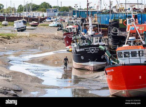 Fishing Fleet At Low Tide In Old Leigh Leigh On Sea Essex Uk Person