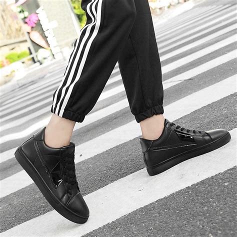 Low Top Elevator Leather Sneakers For Men Increase Height 32inch 8cm